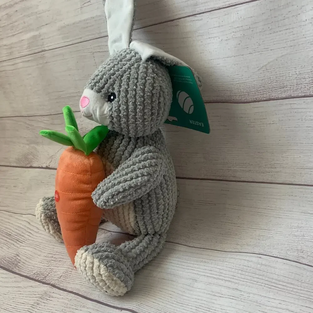 Patchwork Pet Bunny Rabbit and Carrot Dog Toy Crinkle Squeak Grunt Fetch 19